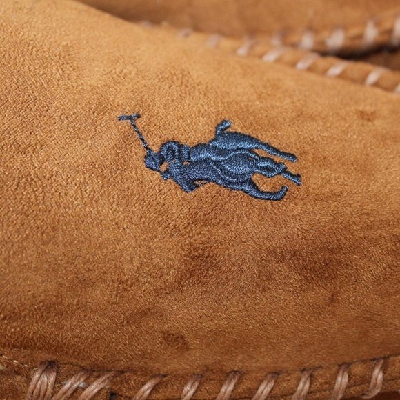 NEW POLO RALPH LAUREN MENS SLIPPERS CHESTNUT‎ - Picture 7 of 10